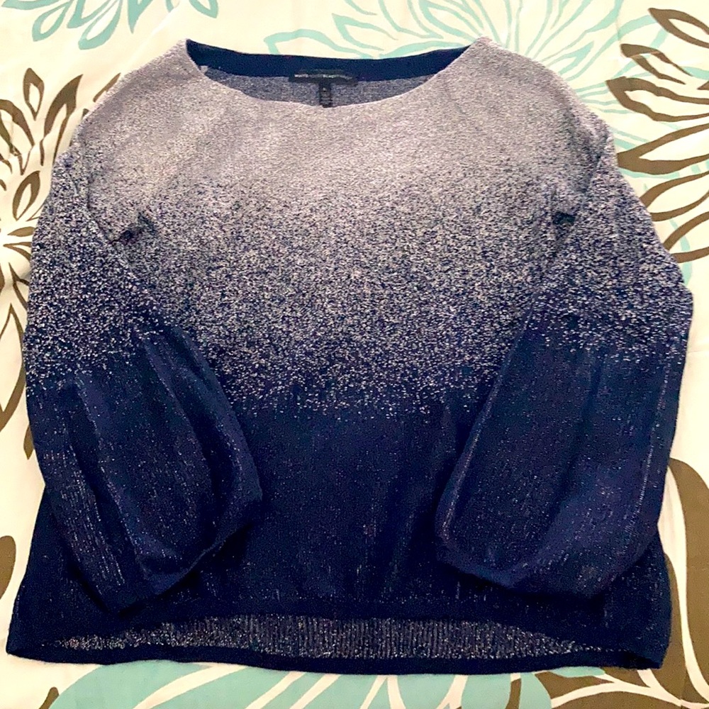 White House Black Market Blue Metallic Sweater